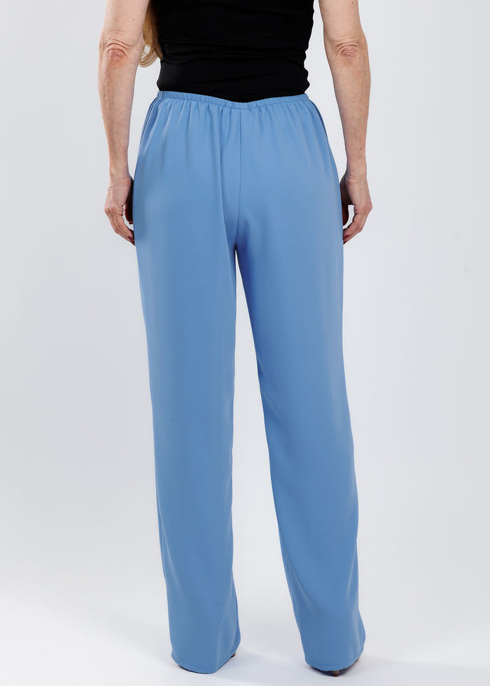 Caroline Rose Matte Crepe Straight Leg Pants in Blue available at Barbara Katz