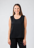 Caroline Rose Matte Crepe Suzette Basic Tank in Black available at Barbara Katz