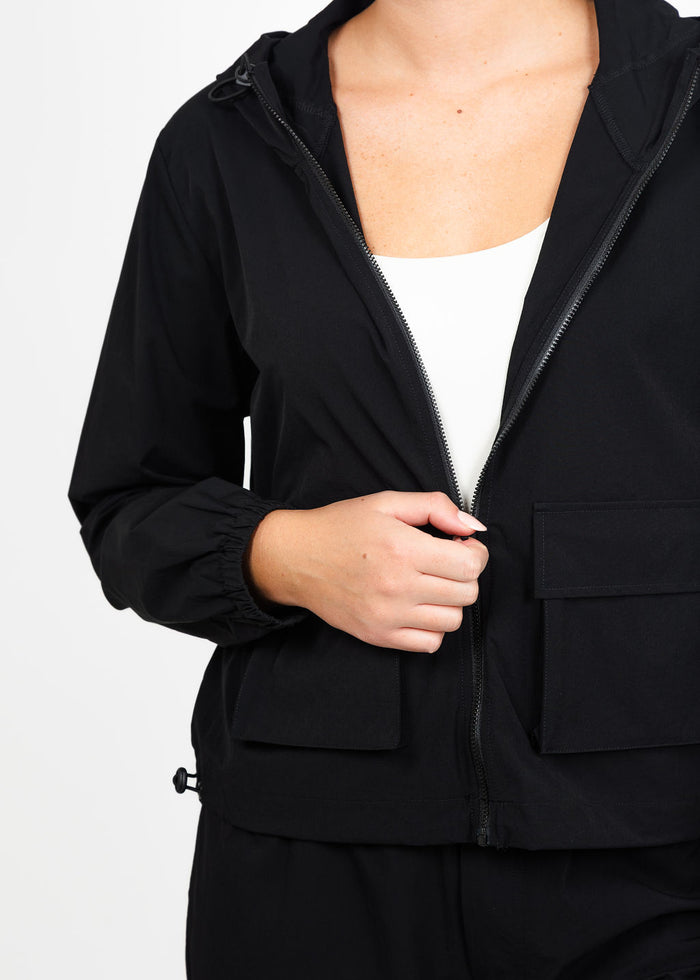 Lola & Sophie Maya Tech Canvas Jacket in Black available at Barbara Katz