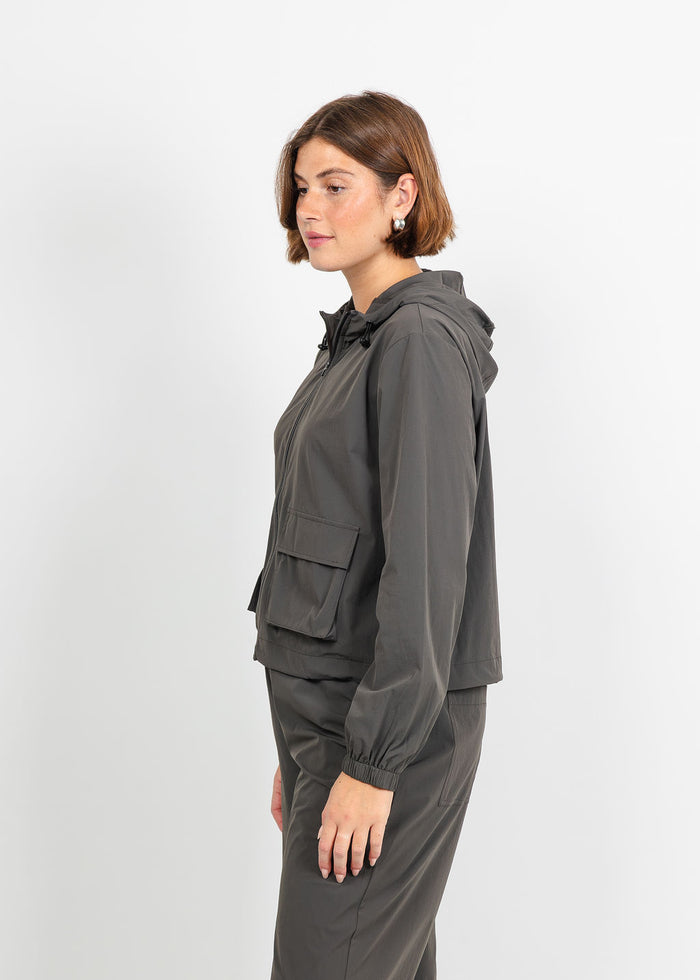 Lola & Sophie Maya Tech Canvas Jacket in Olive available at Barbara Katz
