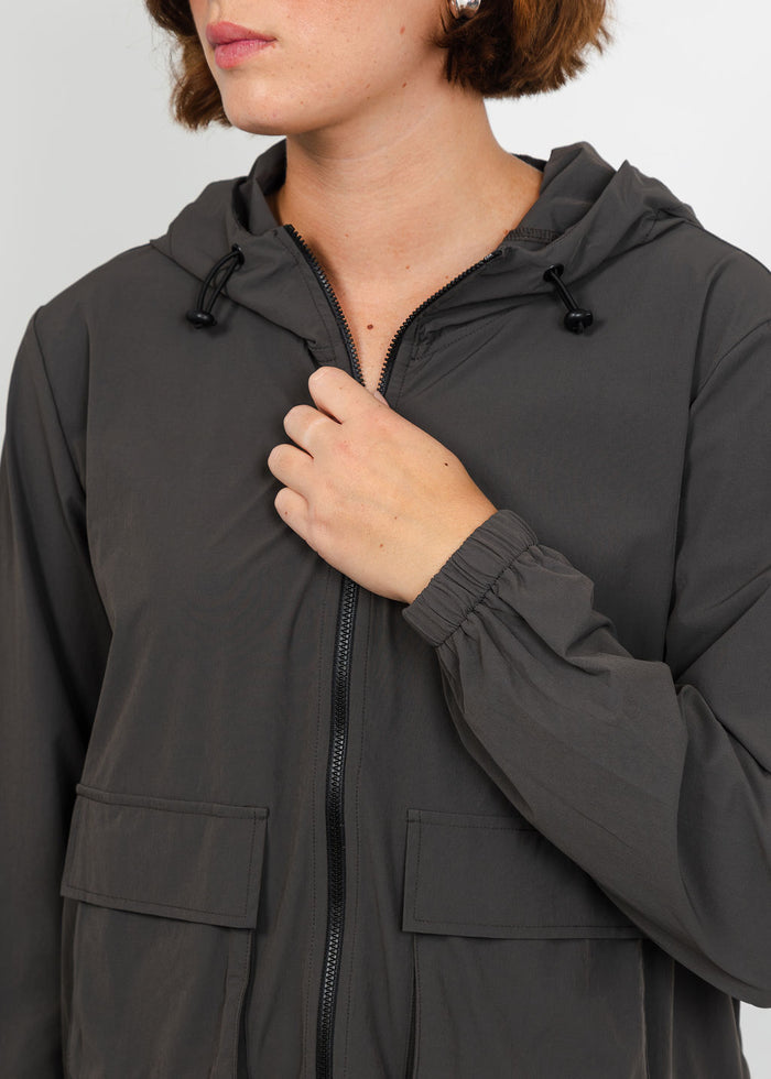 Lola & Sophie Maya Tech Canvas Jacket in Olive available at Barbara Katz