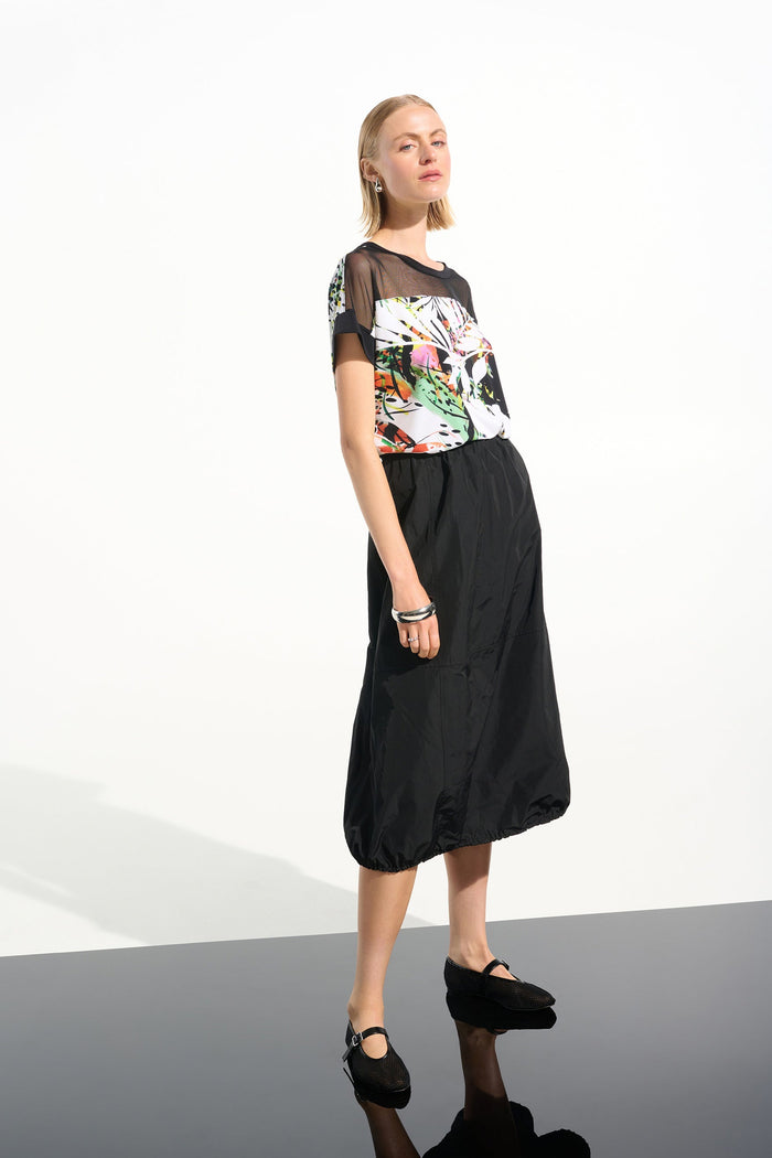 Joseph Ribkoff Memory Balloon Skirt With Elastic Waistband in Black available at Barbara Katz