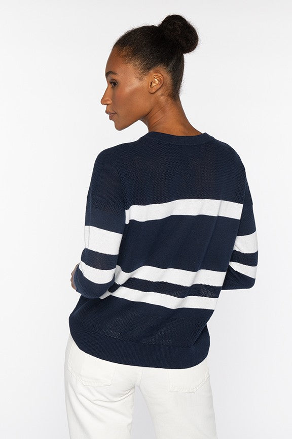 Kinross Mesh Stripe Crew Sweater available at Barbara Katz