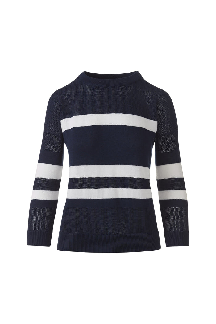 Kinross Mesh Stripe Crew Sweater available at Barbara Katz