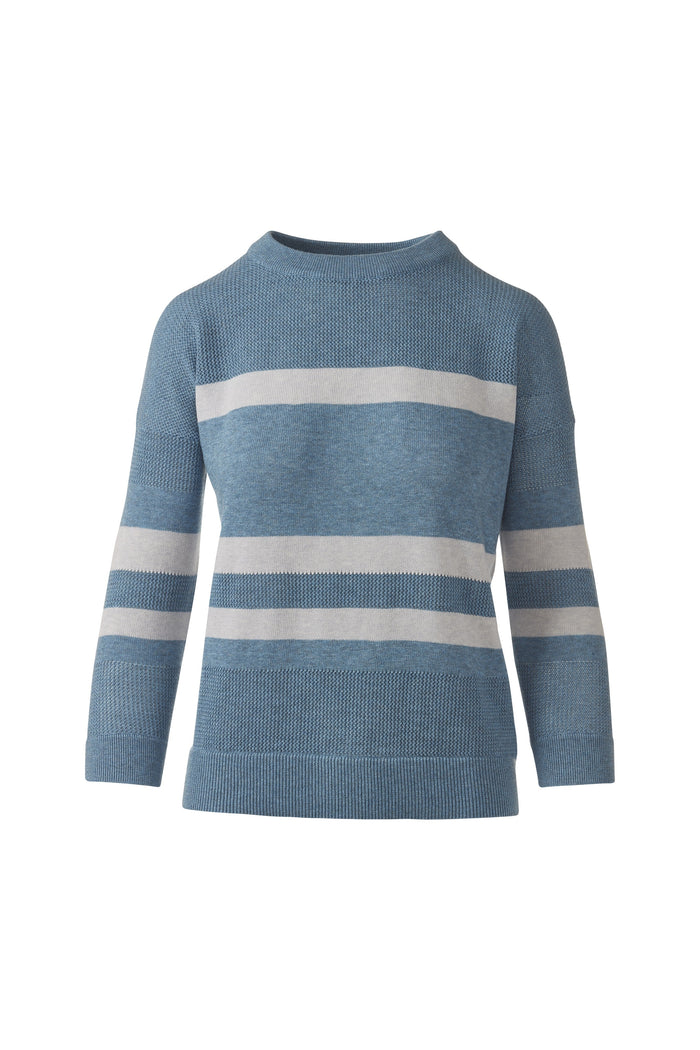 Kinross Mesh Stripe Crew Sweater available at Barbara Katz