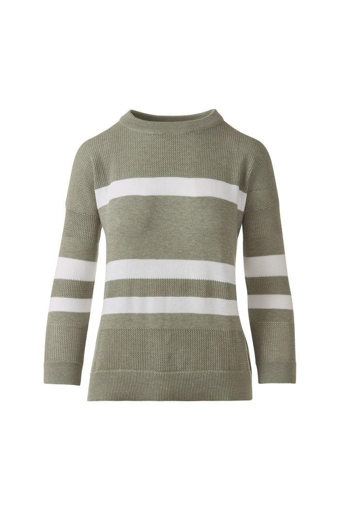 Kinross Mesh Stripe Crew Sweater available at Barbara Katz