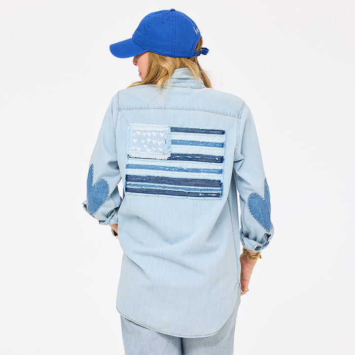 Kerri Rosenthal Mia U.S. of Love Shirt in Light Wash available at Barbara Katz