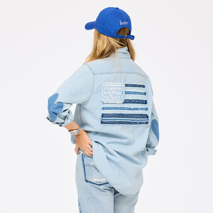 Kerri Rosenthal Mia U.S. of Love Shirt in Light Wash available at Barbara Katz