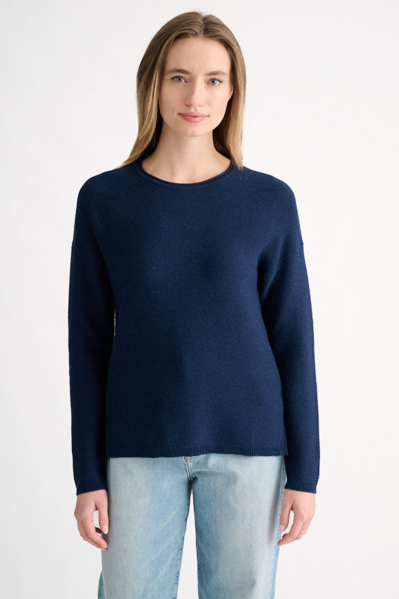 Kinross Micro Garter Hi Low Crew Sweater available at Barbara Katz