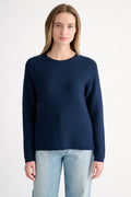 Kinross Micro Garter Hi Low Crew Sweater available at Barbara Katz