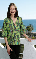 Dizzy-Lizzie Milano Puff Sleeve Top in Seahorse Print available at Barbara Katz