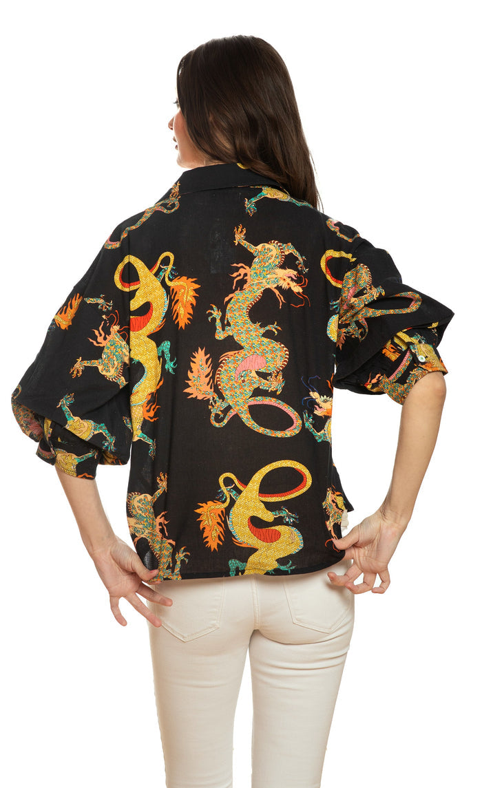 Dizzy-Lizzie Milano Top in Black Dragon Print available at Barbara Katz