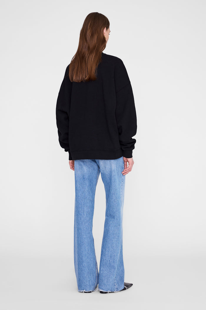 ANINE BING Miles Sweatshirt Letterman - Black - On Model back