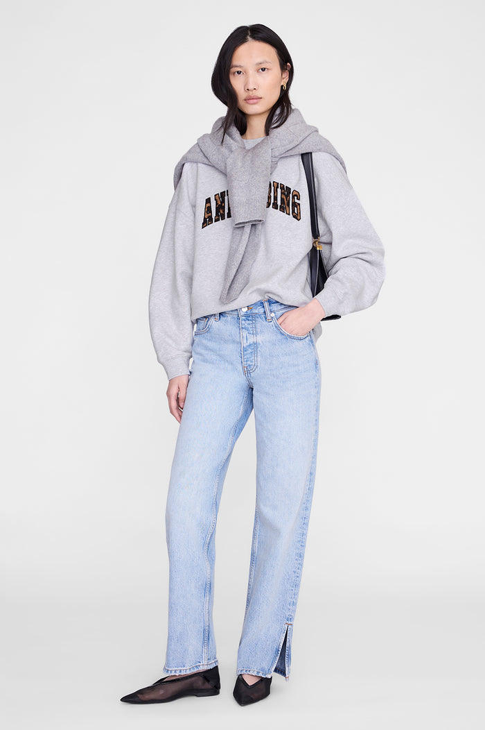 ANINE BING Miles Sweatshirt Anine Bing Leopard - Heather Grey - on model front second image