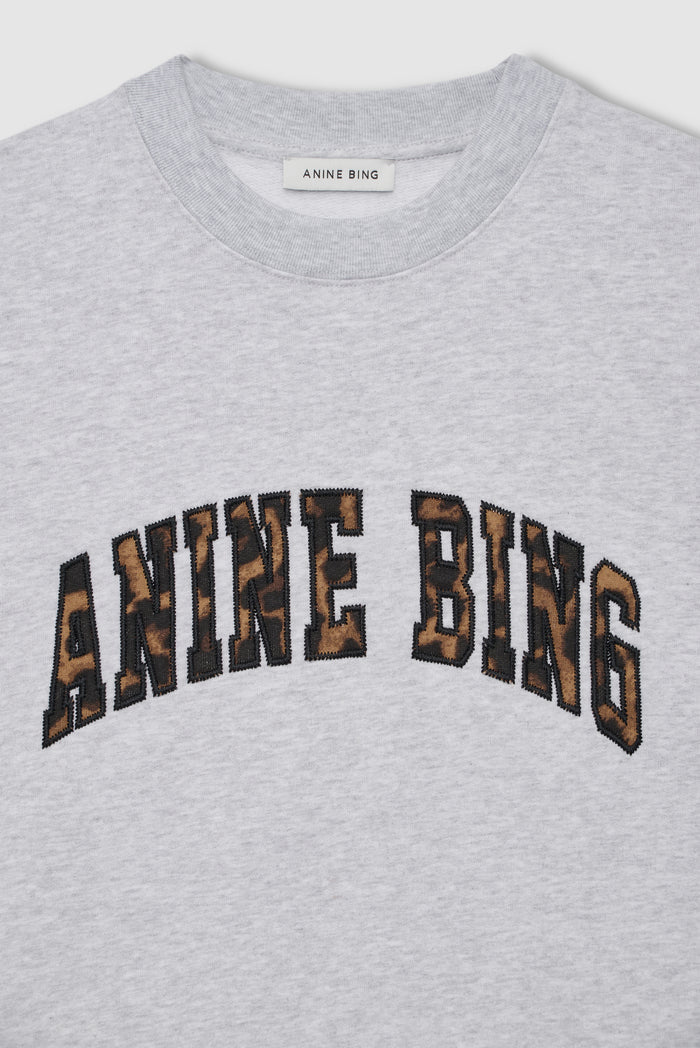 ANINE BING Miles Sweatshirt Anine Bing Leopard - Heather Grey - detail view