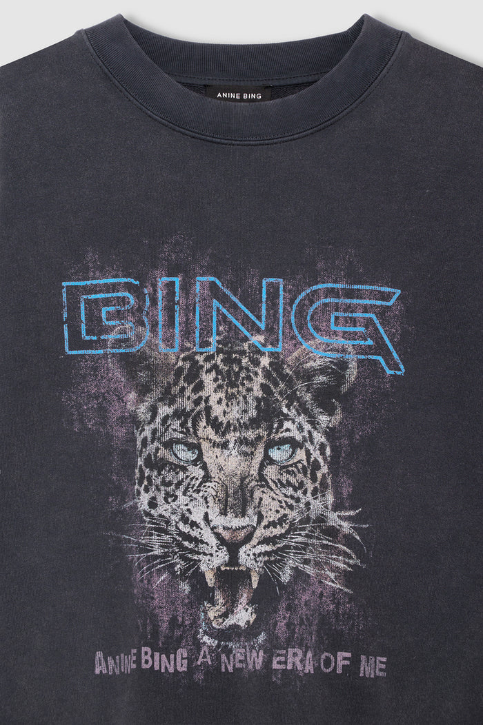 ANINE BING Miles Sweatshirt Leo Muse - Washed Black - detail view