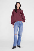 ANINE BING Miles Sweatshirt Letterman - Fig - on model front