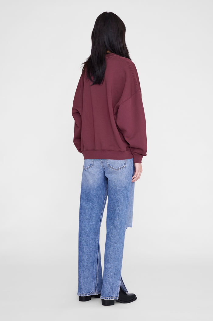 ANINE BING Miles Sweatshirt Letterman - Fig - on model back