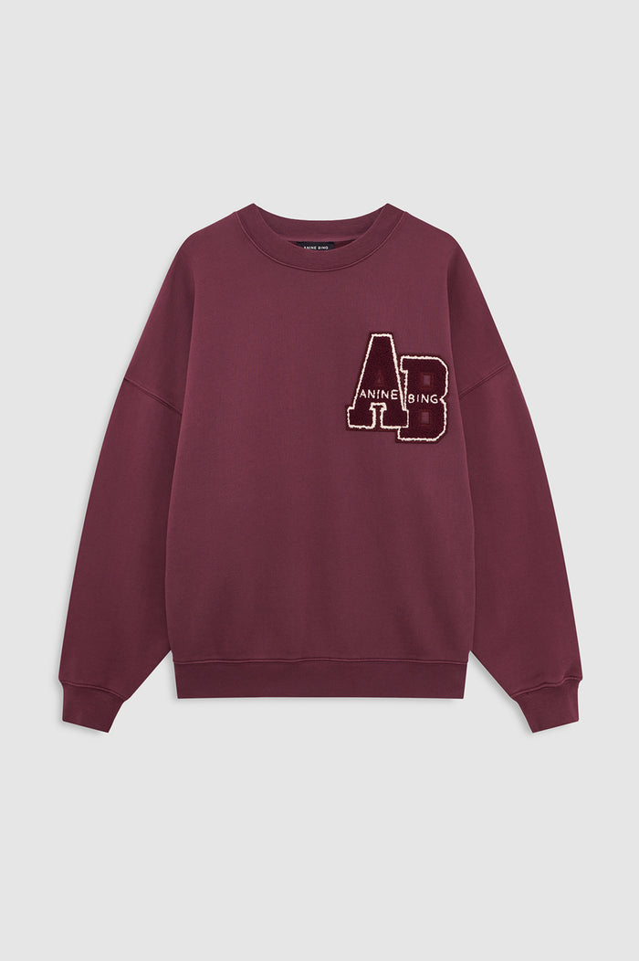 ANINE BING Miles Sweatshirt Letterman - Fig - front view