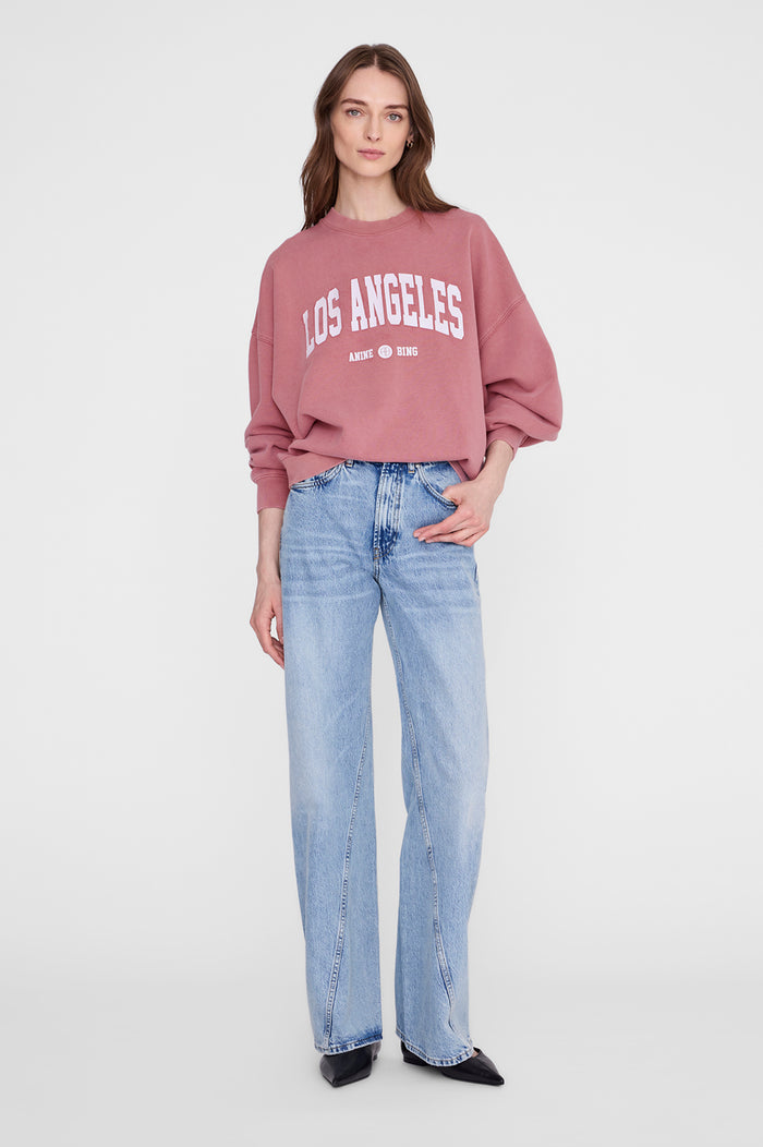 ANINE BING Miles Sweatshirt Los Angeles University - Earth Red - on model front