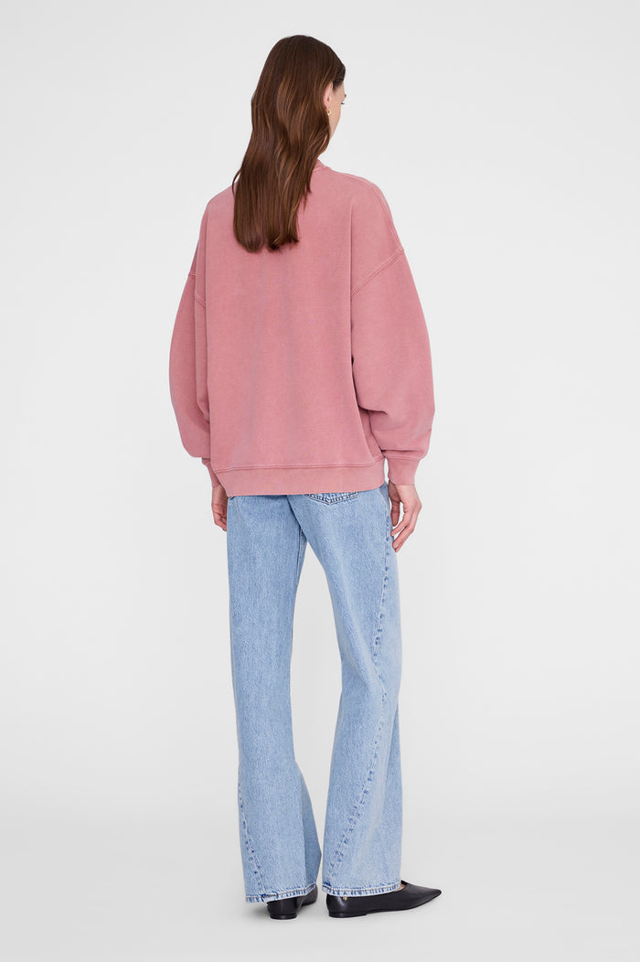 ANINE BING Miles Sweatshirt Los Angeles University - Earth Red - on model back