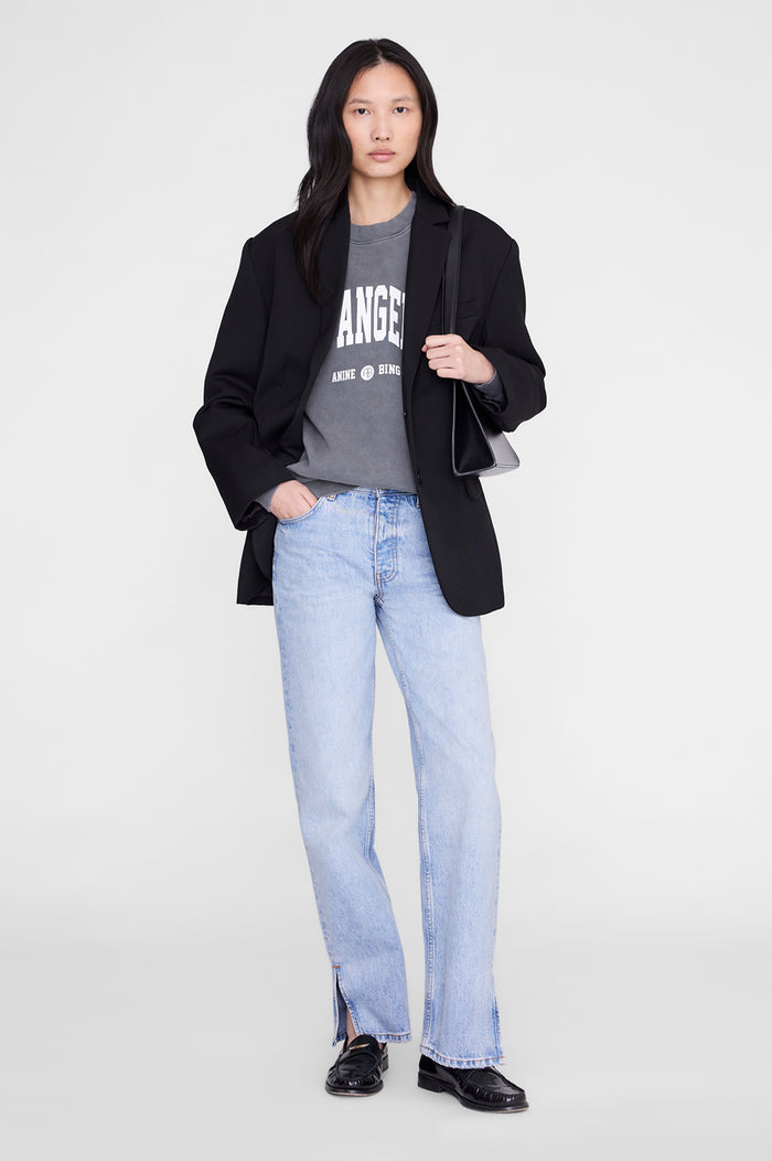 ANINE BING Miles Sweatshirt Los Angeles University - Washed Grey - on model front second image