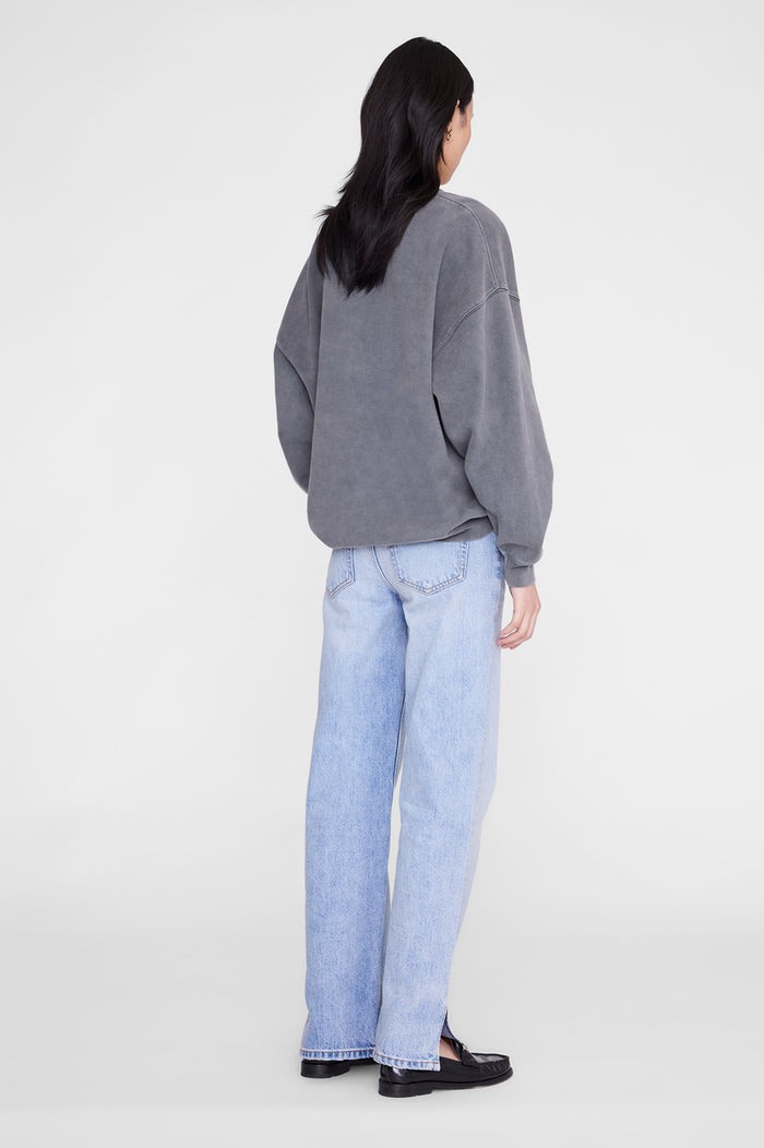 ANINE BING Miles Sweatshirt Los Angeles University - Washed Grey - on model back