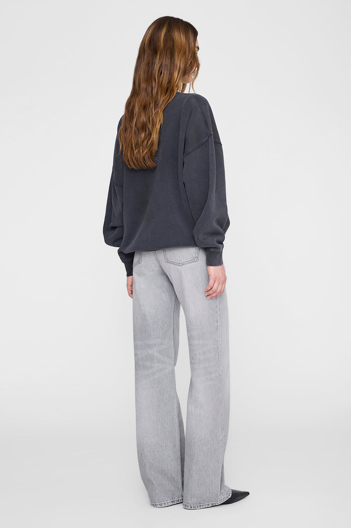 ANINE BING Miles Sweatshirt New Classic - Washed Black - on model back