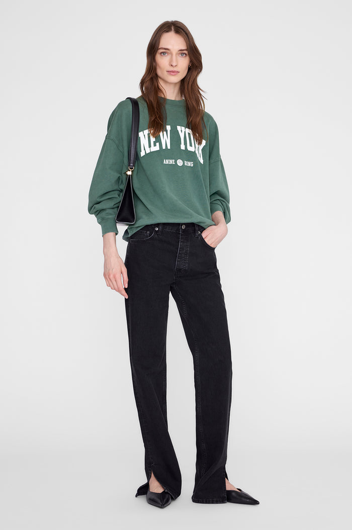 ANINE BING Miles Sweatshirt New York University - Cilantro - on model front