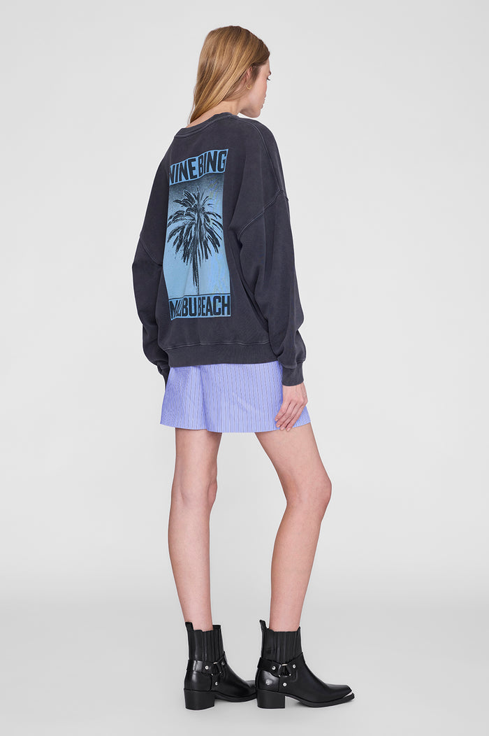 ANINE BING Miles Sweatshirt Palm - Washed Black - on model back