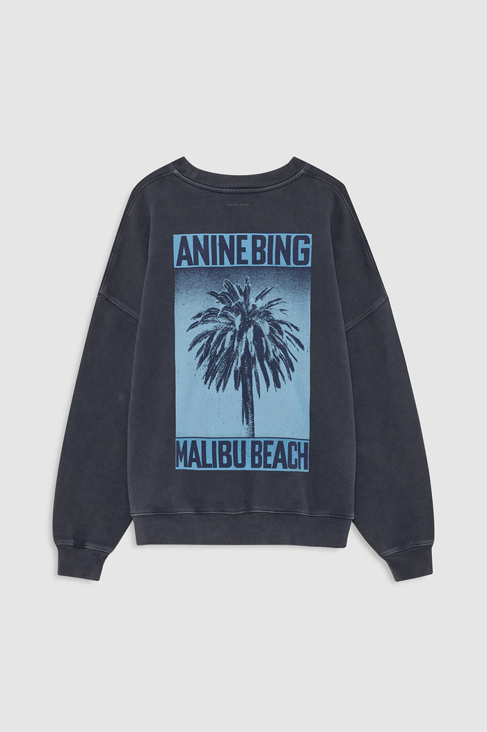 ANINE BING Miles Sweatshirt Palm - Washed Black - back view
