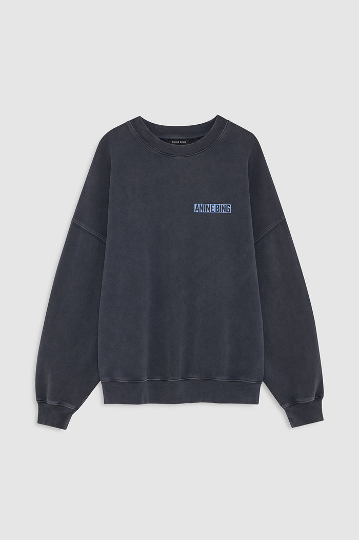 ANINE BING Miles Sweatshirt Palm - Washed Black - front view