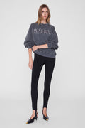 ANINE BING Miles Sweatshirt Sport Club - Washed Black - on model front
