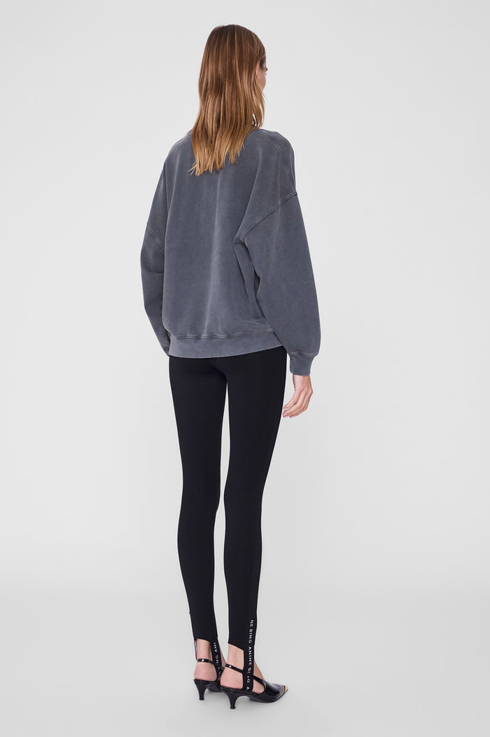 ANINE BING Miles Sweatshirt Sport Club - Washed Black - on model back