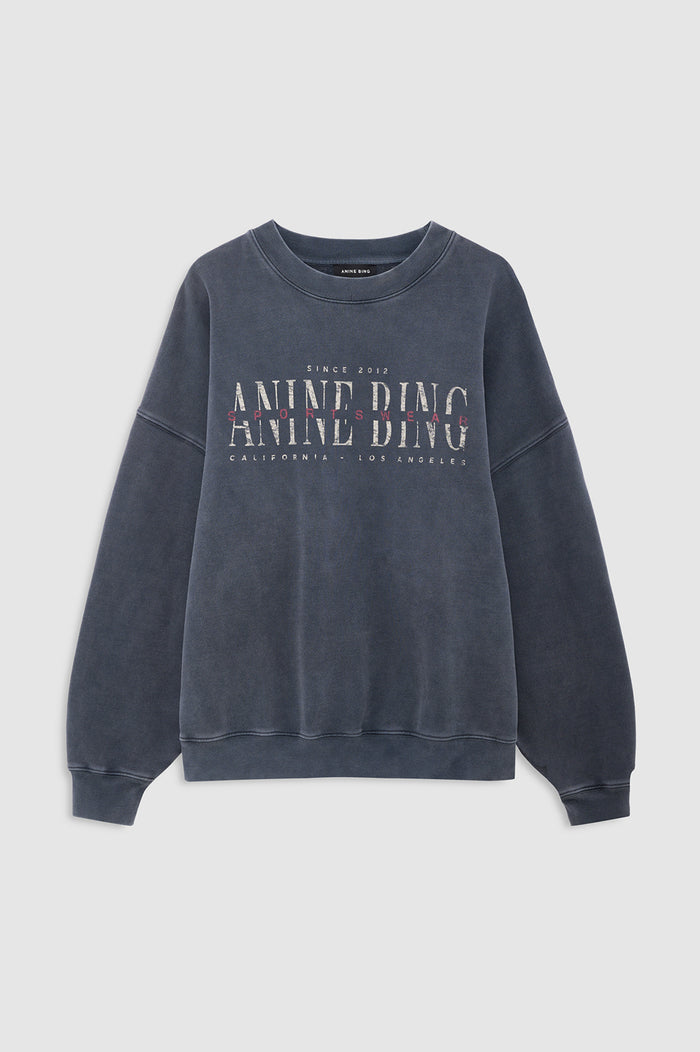 ANINE BING Miles Sweatshirt Sport Club - Washed Black - front view