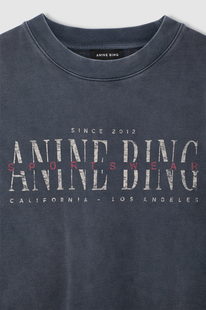 ANINE BING Miles Sweatshirt Sport Club - Washed Black - detail view