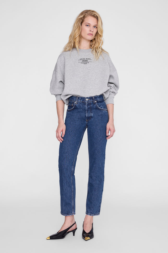 ANINE BING Miles Sweatshirt Studio - Heather Grey - on model front