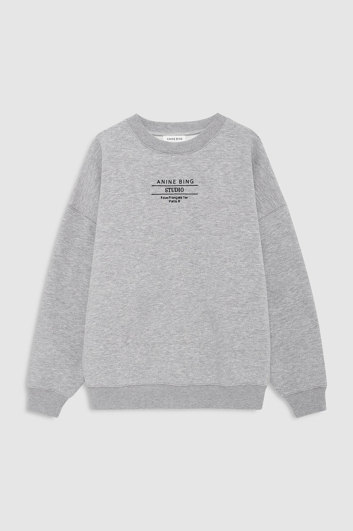 ANINE BING Miles Sweatshirt Studio - Heather Grey - front view