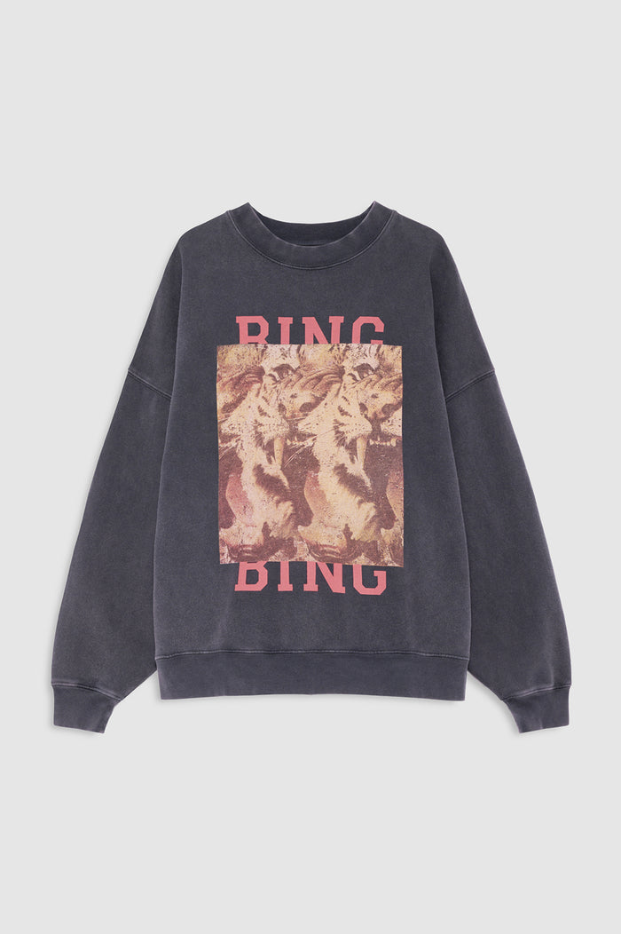 ANINE BING Miles Sweatshirt Tiger Bing - Washed Black- front view
