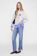 ANINE BING Miles Sweatshirt Waves - Heather Grey - on model front