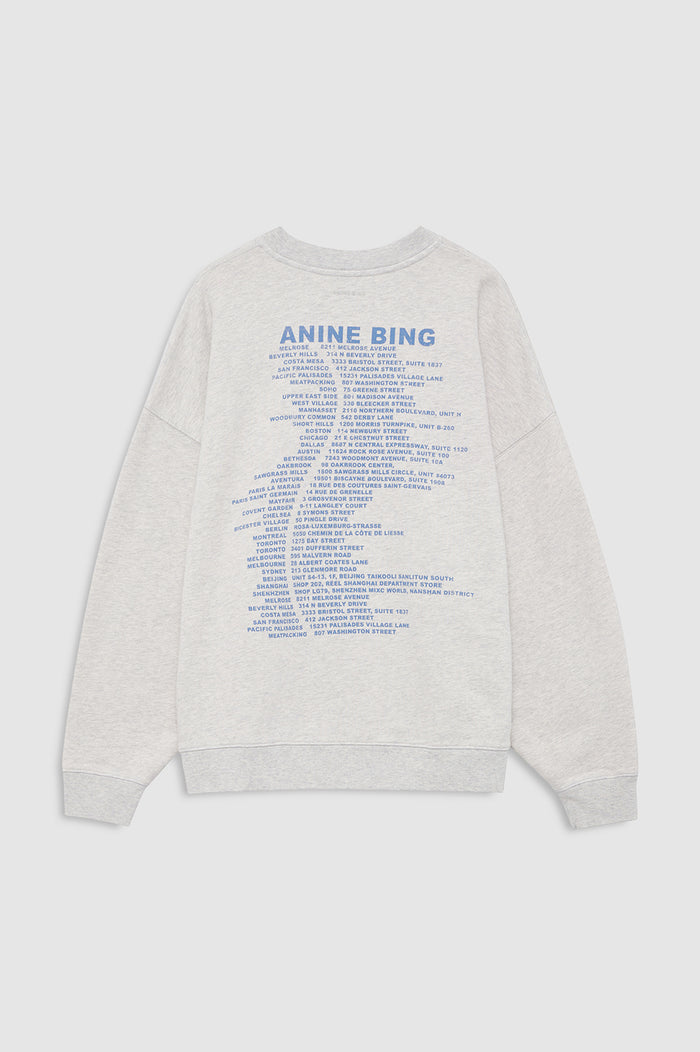 ANINE BING Miles Sweatshirt Waves - Heather Grey - back view