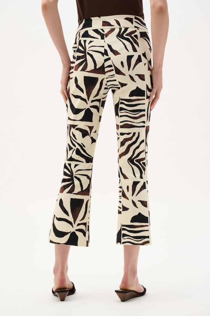 Joseph Ribkoff Millennium Tropical Print Flared Pull-On Pants in Beige Multi available at Barbara Katz
