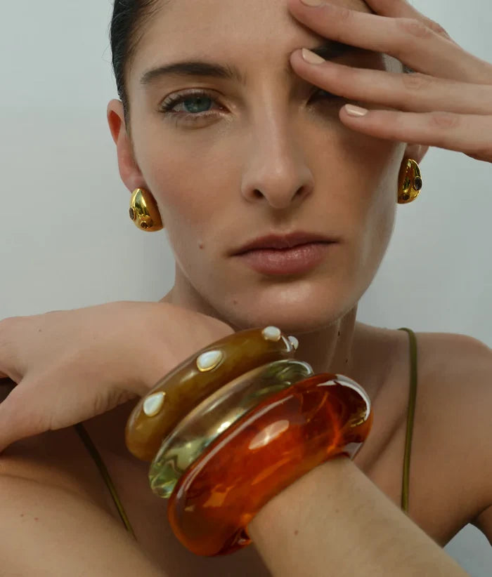 Lizzie Fortunato Mini Arp Earrings in Studded Gold