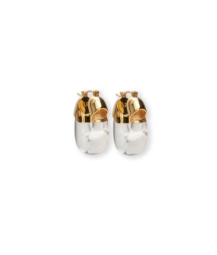 Lizzie Fortunato Mini Organic Hoops in Gold & Clear available at Barbara Katz