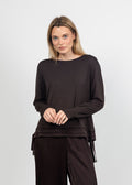 Margittes Modal Satin Trim Tee in Mocca available at Barbara Katz