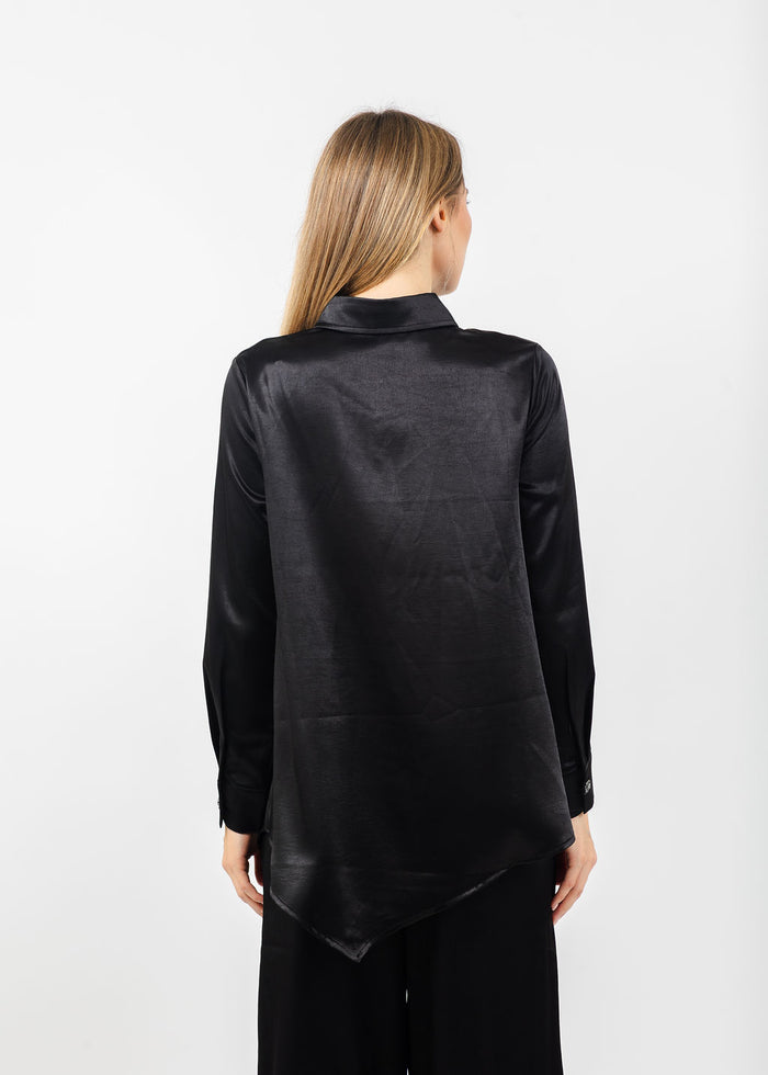 Terra Modern Asymmetric Blouse in Black available at Barbara Katz
