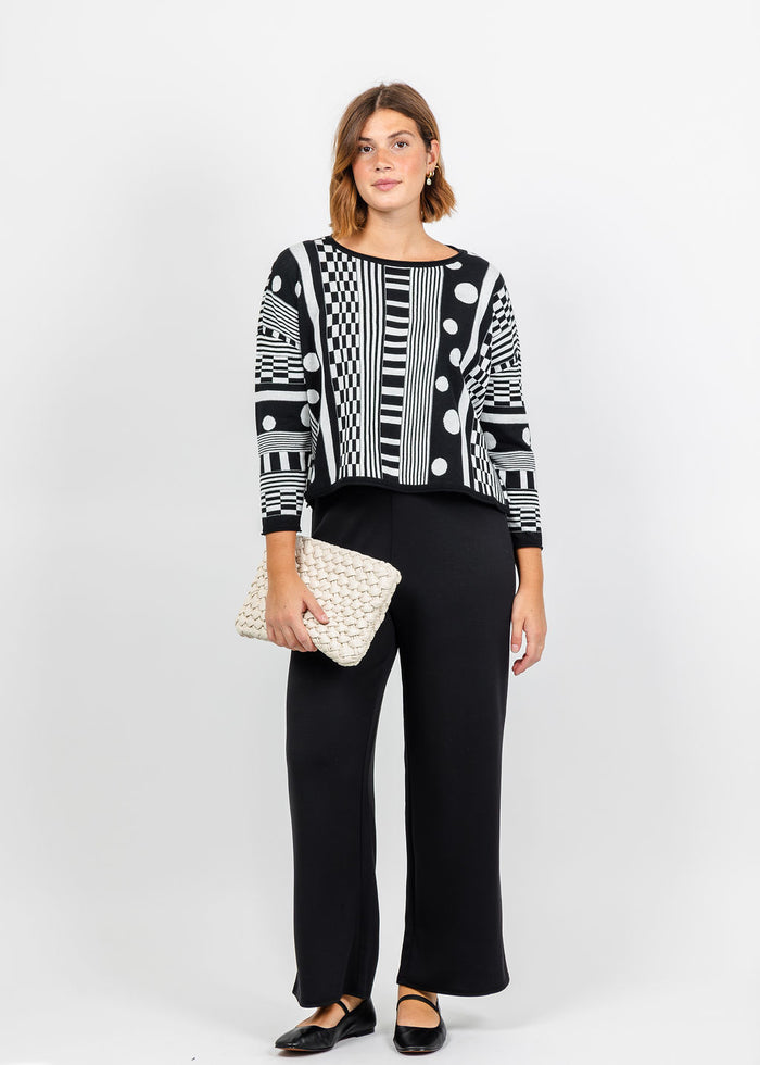 Olivia by Habitat Modernist Mix Sweater in Ivory available at Barbara Katz