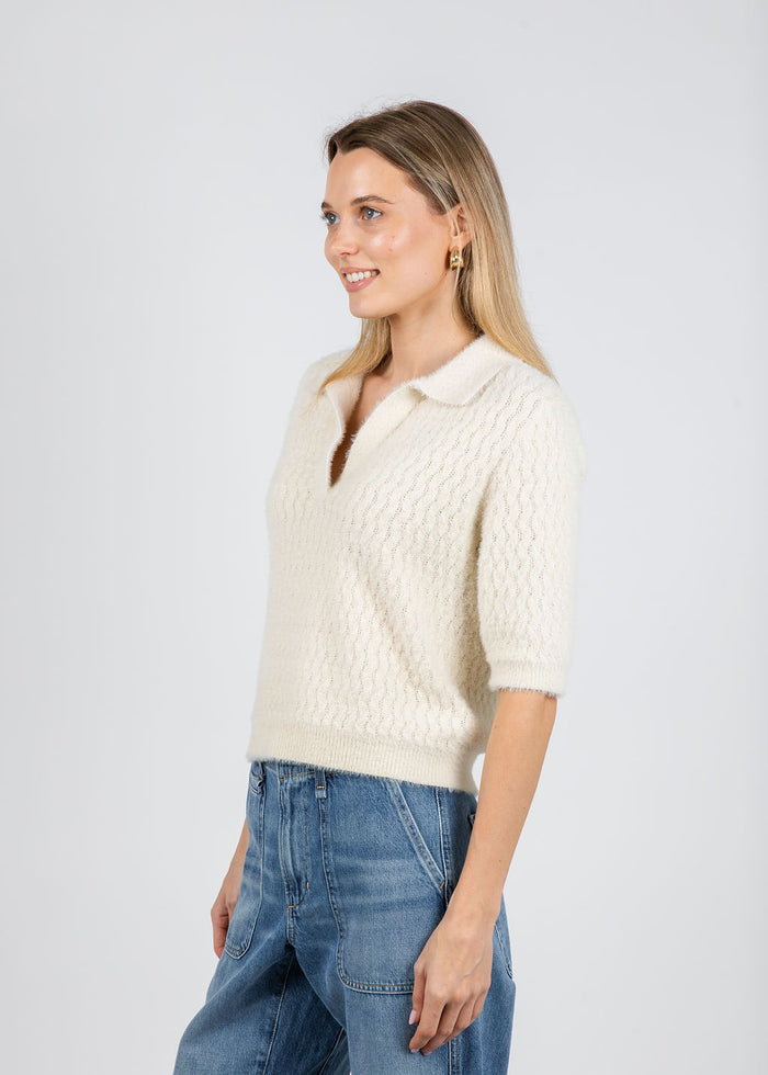 BK Moisa Polo Sweater in Birch available at Barbara Katz