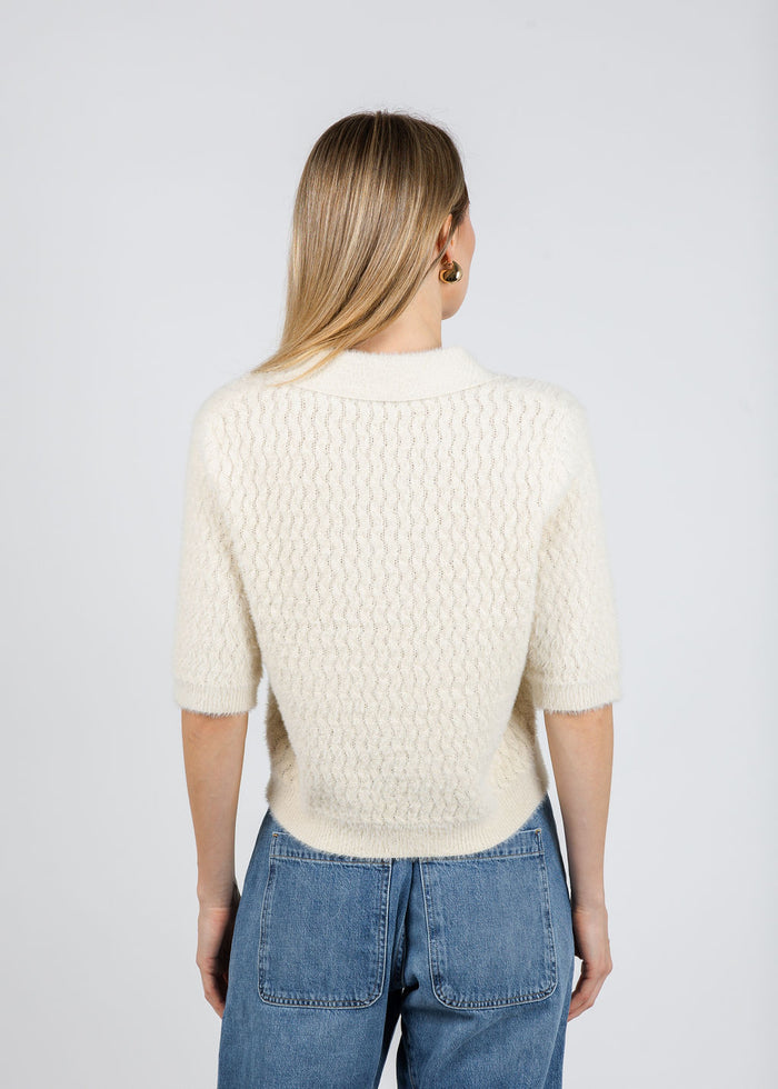 BK Moisa Polo Sweater in Birch available at Barbara Katz