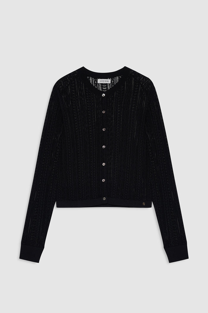 ANINE BING Moni Crop Cardigan - Black -front view